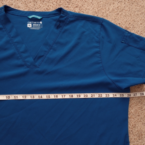 Carhartt Force Blue Scrub Top Size 2XL Doctor Nurse Dentist Vet Work - Picture 5 of 10